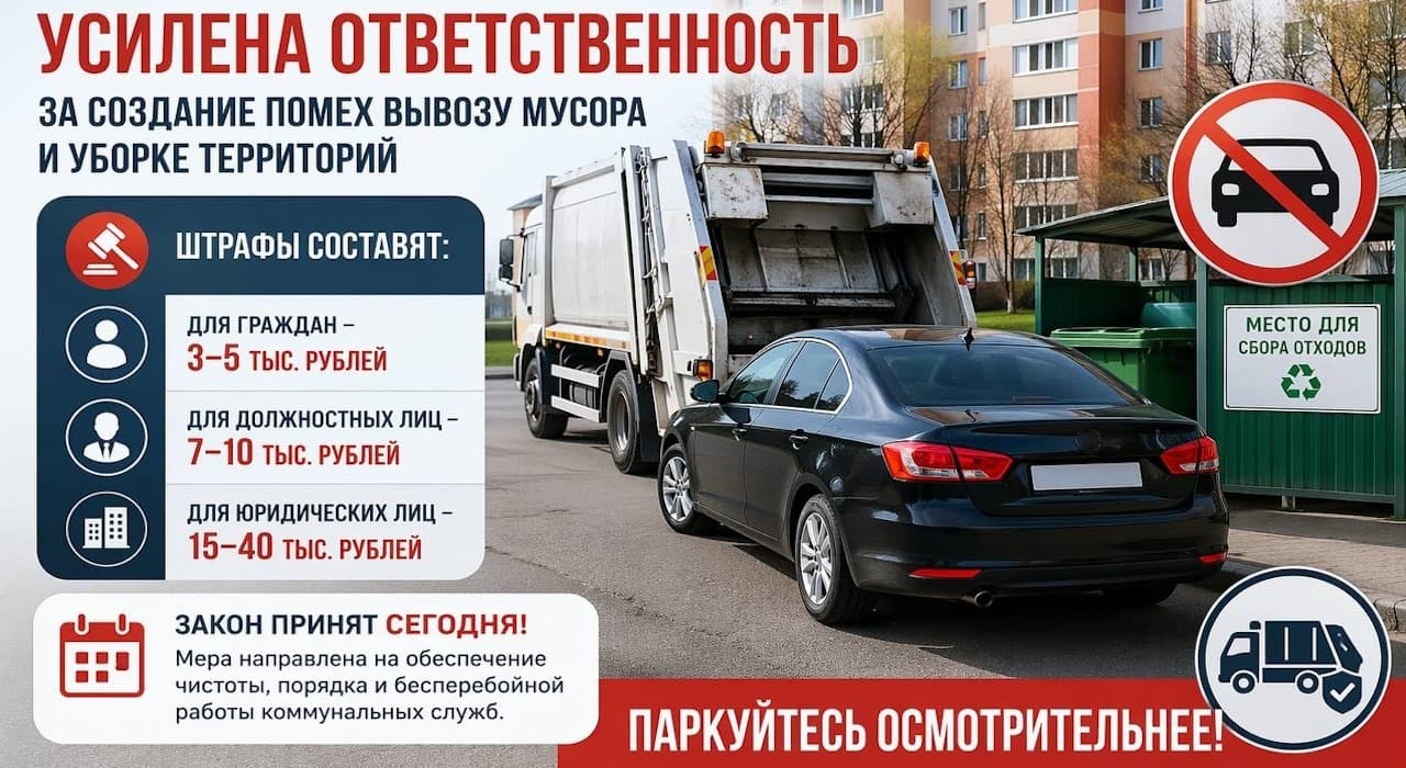 Не дал мусоровозу проехать — получи штраф до пяти тысяч рублей